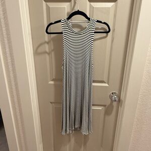 Black & White Striped Racerback Swing Dress